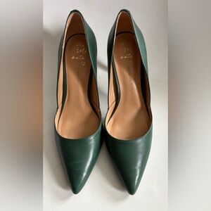 Banana Republic Forest Green Leather Pointed-Toe Heels